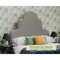 Euro King Headboard Eigg Customers Own Material Contrast Piped House Cotton Vanilla