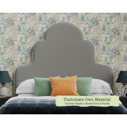 Euro King Headboard Eigg Customers Own Material Contrast Piped House Cotton Vanilla