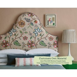 Euro King Headboard Rum Jane Churchill Havana Copper Aqua Contrast Piped Customers Own Material