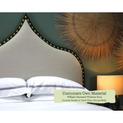 Euro King Headboard Ewe WIlliam Yeoward Wicklow Ecru Contrast Border Trevi Olive Chrome Nails