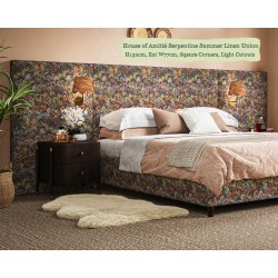 Bute in House of Amitié Serpentine Summer Linen Union, 132cm H, 77cm W extensions, square corners, light cutouts.