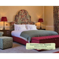 Euro King Bed Eigg Morris & Co Forest Red Contrast Piped and Bed Base Customers Own Material