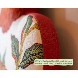Eigg Bed in COM Schumacher Hothouse Flowers, edge in Warwick Slubby Linen Cayenne - Designed by Flippa Interiors Ltd