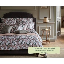 Euro King Bed Puffin Liberty Plain Cotton Velvet Mole Self Piped