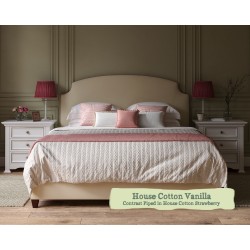 Euro King Bed Puffin House Cotton Vanilla Contrast Piped House Cotton Strawberry
