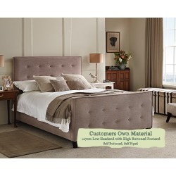 Euro King Bed Mull Customers Own Material 127cm Low Headend High Footend Self Buttoned Self Piped