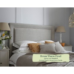 Euro King Bed Ghia House Weave Cloud Low Headend Contrast Piped House Cotton Vanilla