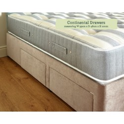 Euro King Coll Bed Base shown with closed Continental Drawers.