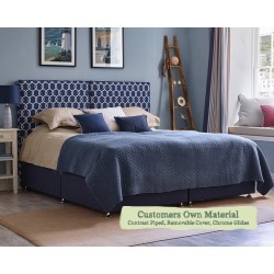 Kingsize Coll Bed Zip and Link Customers Own Material Contrast Piped Removable Cover Chrome Glides