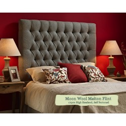 Euro King Bed Lismore Moon Wool Melton Flint 175cm High Headend Self Buttoned