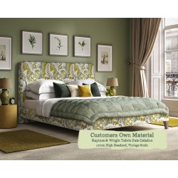 Euro King Faray Grand Bed Rapture & Wright Tabriz Pale Celadon 127cm Vintage Strip Studs 6ins Leg
