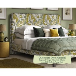 Euro King Faray Grand Bed Rapture & Wright Tabriz Pale Celadon 127cm Vintage Strip Studs 6ins Leg