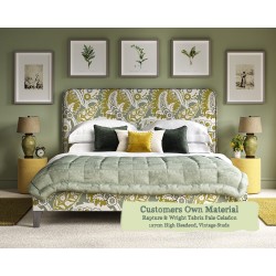 Euro King Faray Grand Bed Rapture & Wright Tabriz Pale Celadon 127cm Vintage Strip Studs 6ins Leg