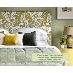 Euro King Faray Grand Bed Rapture & Wright Tabriz Pale Celadon 127cm Vintage Strip Studs 6ins Leg