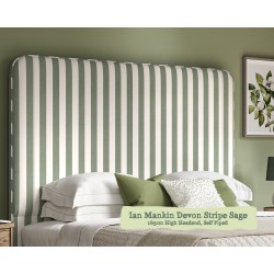 Euro King Faray Grand Bed Ian Mankin Devon Stripe Sage 165cm Self Piped 6ins Leg