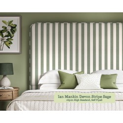 Euro King Faray Grand Bed Ian Mankin Devon Stripe Sage 165cm Self Piped 6ins Leg
