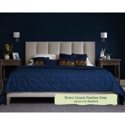 Euro King Grand Bed Taransay Romo Linara Feather Grey 150cm Low Headend 6ins Legs