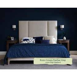 Euro King Grand Bed Tiree Romo Linara Feather Grey 175cm High Headend 6ins Leg