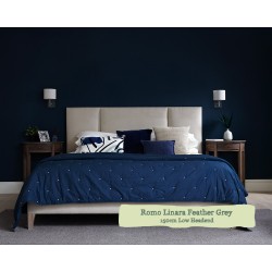 Euro King Grand Bed Tiree Romo Linara Feather Grey 150cm Low Headend 6ins Leg