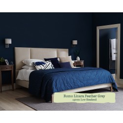 Euro King Grand Bed Tiree Romo Linara Feather Grey 150cm Low Headend 6ins Leg