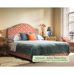 Barra Headboard in Linwood Helter Skelter Etna, 96cm High, Contrast Piped in Romo Linara Steel Blue