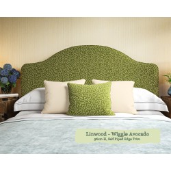 Barra Headboard in Linwood Wiggle Avocado, 96cm High, Self Piped Edge Trim