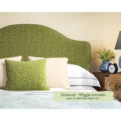Barra Headboard in Linwood Wiggle Avocado, 96cm High, Self Piped Edge Trim