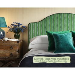 Barra Headboard in Linwood High Wire Wimbledon, 96cm High, Contrast Piped in Romo Linara Indigo