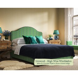 Barra Headboard in Linwood High Wire Wimbledon, 96cm High, Contrast Piped in Romo Linara Indigo