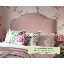 Kingsize Headboard Barra House Weave Blush 96cm Height 11mm Gold Strip Studs