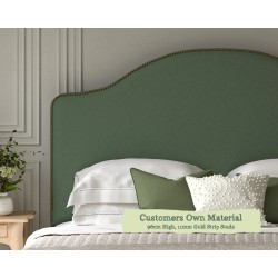 Kingsize Headboard Barra Customers Own Material 96cm Height 11mm Gold Strip Studs