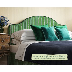 Barra Headboard in Linwood High Wire Wimbledon, 76cm High, Contrast Piped in Romo Linara Indigo