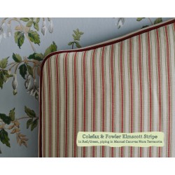 Single Bed Caldey Colefax & Fowler Elmscott Stripe Red Green Contrast Piped Manuel Canovas Nura Terracotta