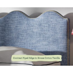 Solas Headboard with a Contrast Piped Edge in House Cotton Vanilla