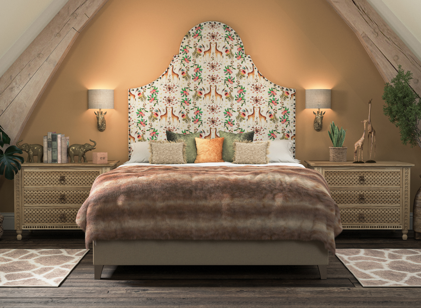 Rum-Headboard-Porcupine-Rocks-Giraffe-Blossom-Antique-Brass-Nail