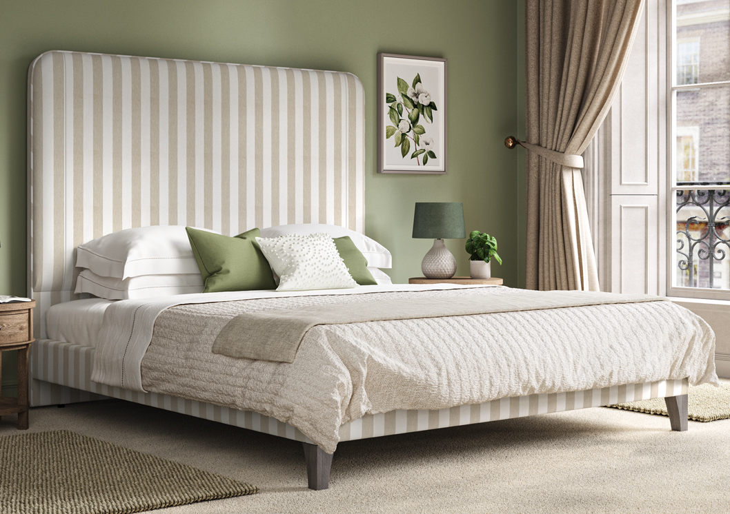 Faray Grand Bed Ian Mankin Devon Stripe Cream 2