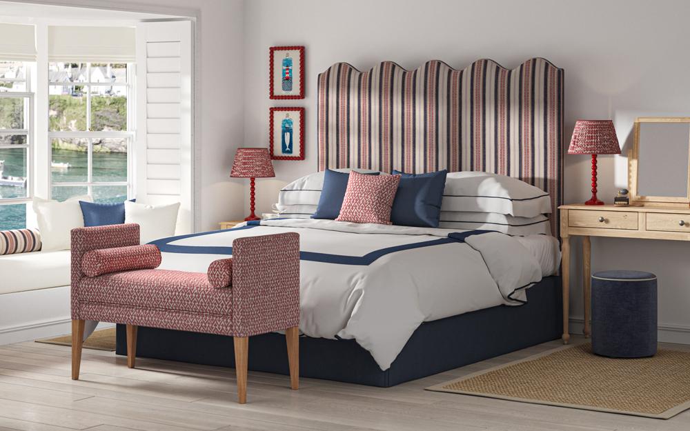 Solas Headboard in Mulberry Home Shelter Stripe
